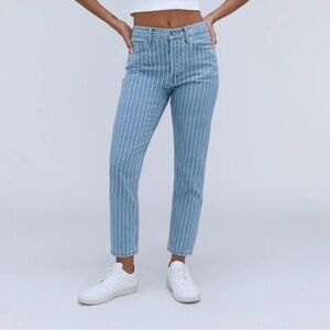 Everlane Light Blue Striped Ankle Jeans